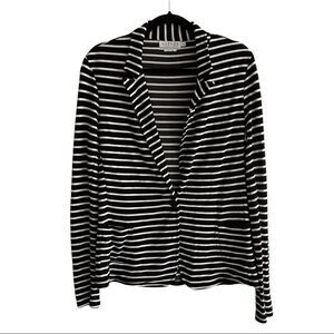 𝅺VELVET BY GRAHAM & SPENCER Striped Lightweight Blazer Jacket Black White L